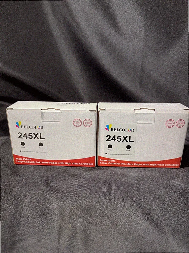 (2) New Relcolor Black Printer Ink Cartridges Compatible w/ Canon 245XL