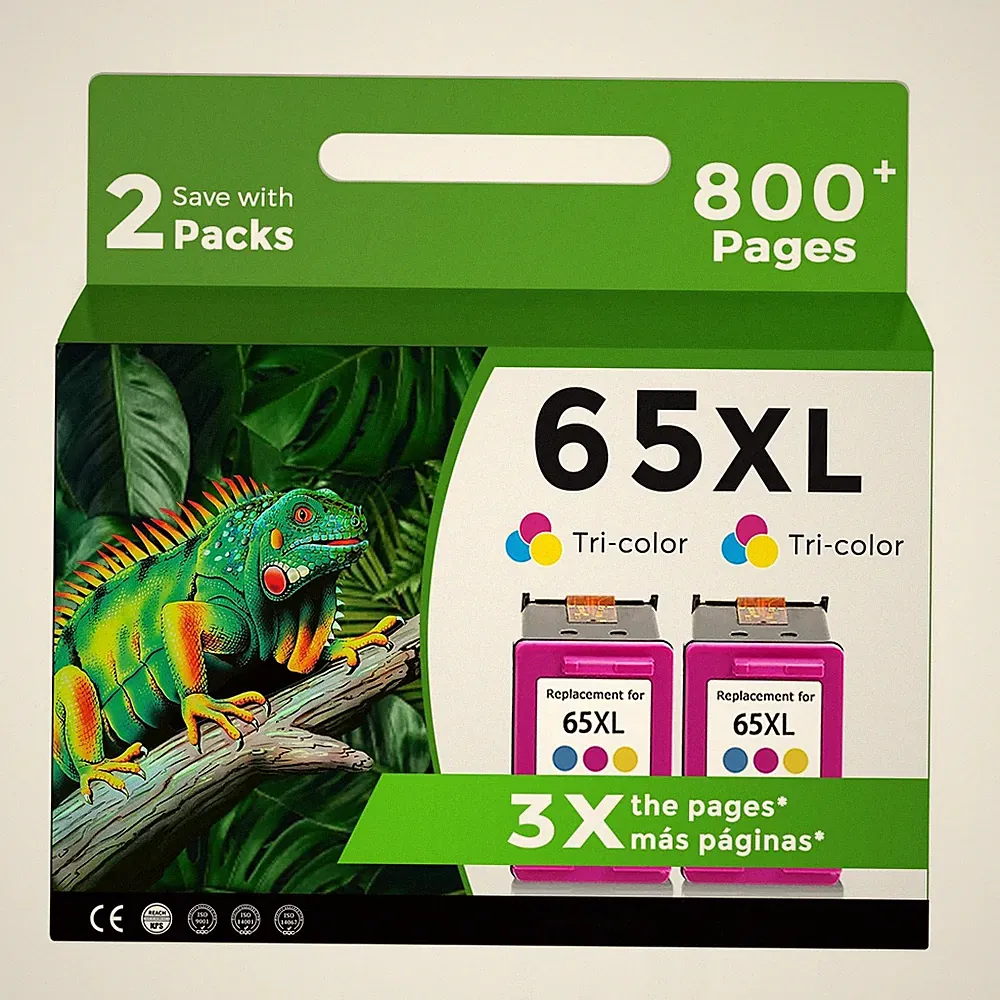 65XL Ink Cartridges Replacement for HP Ink 65 XL Color Combo Pack Remanufactu...