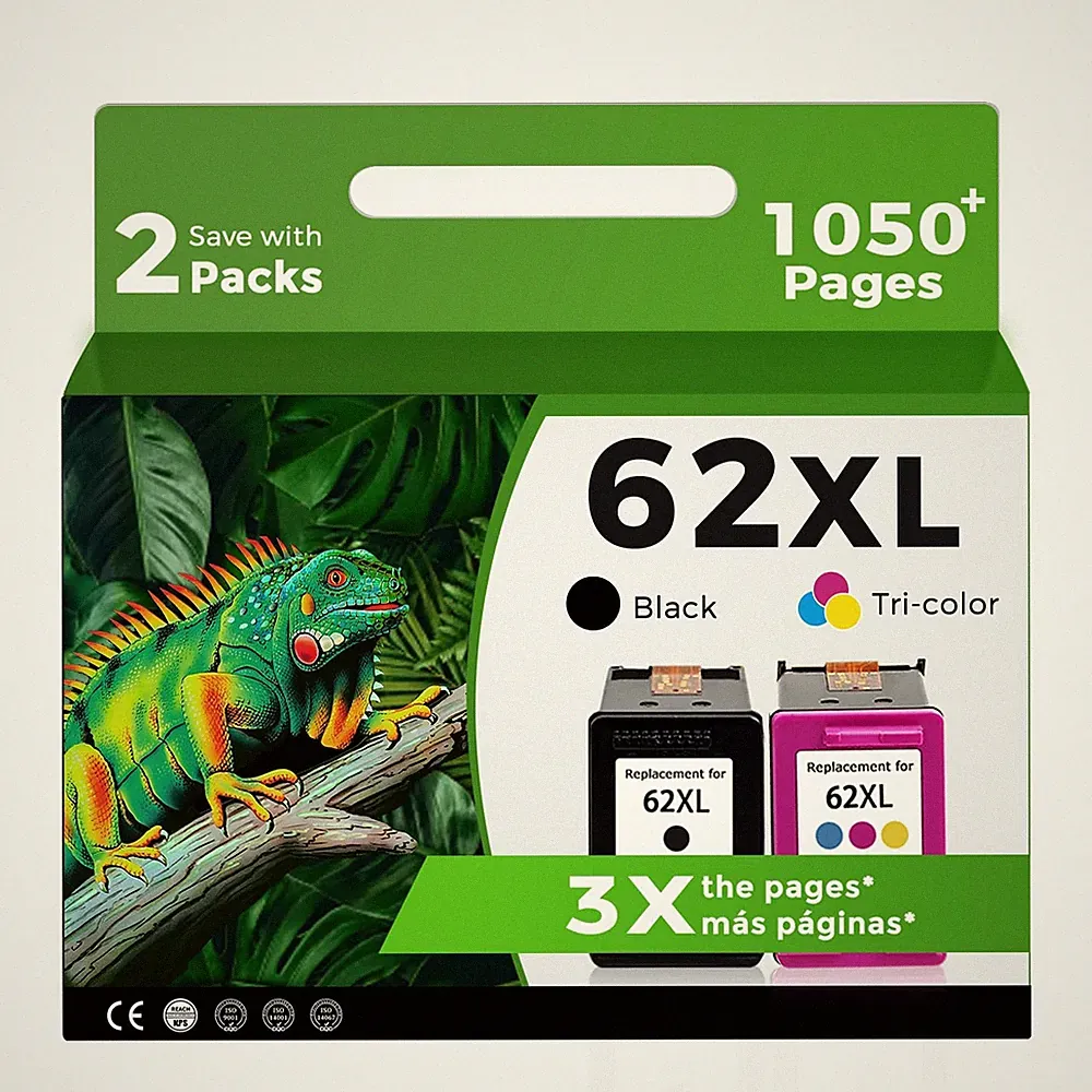 Cartridge 62XL Black Replacement for HP Envy OfficeJet Printer Ink Relcolor Pack
