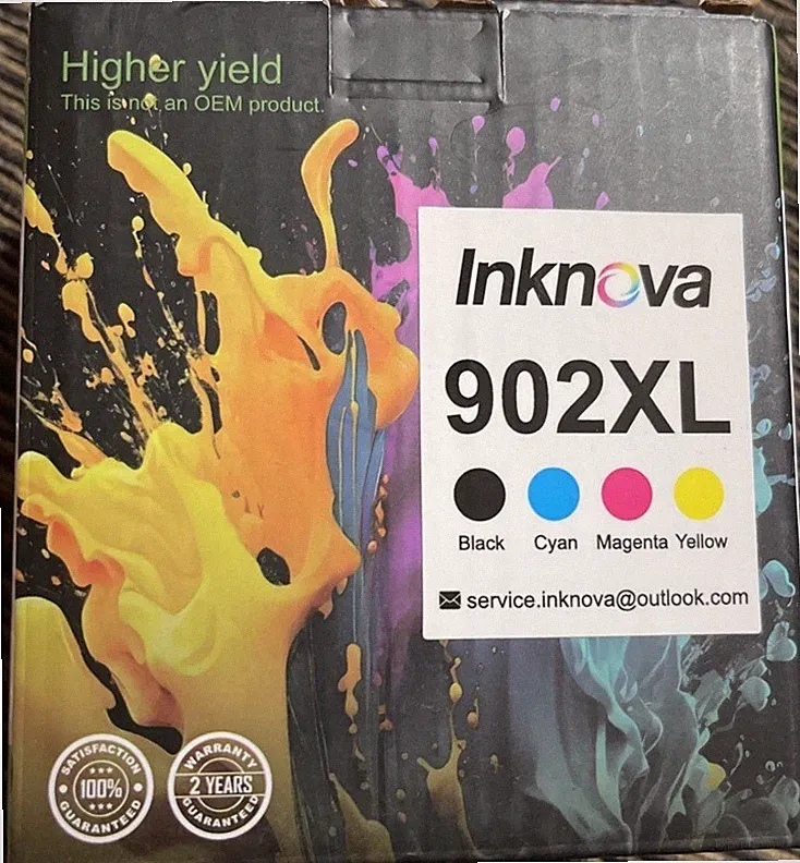HP Compatible 902XL Black Color Combo Printer Ink Cartridges- Exp 08/2027