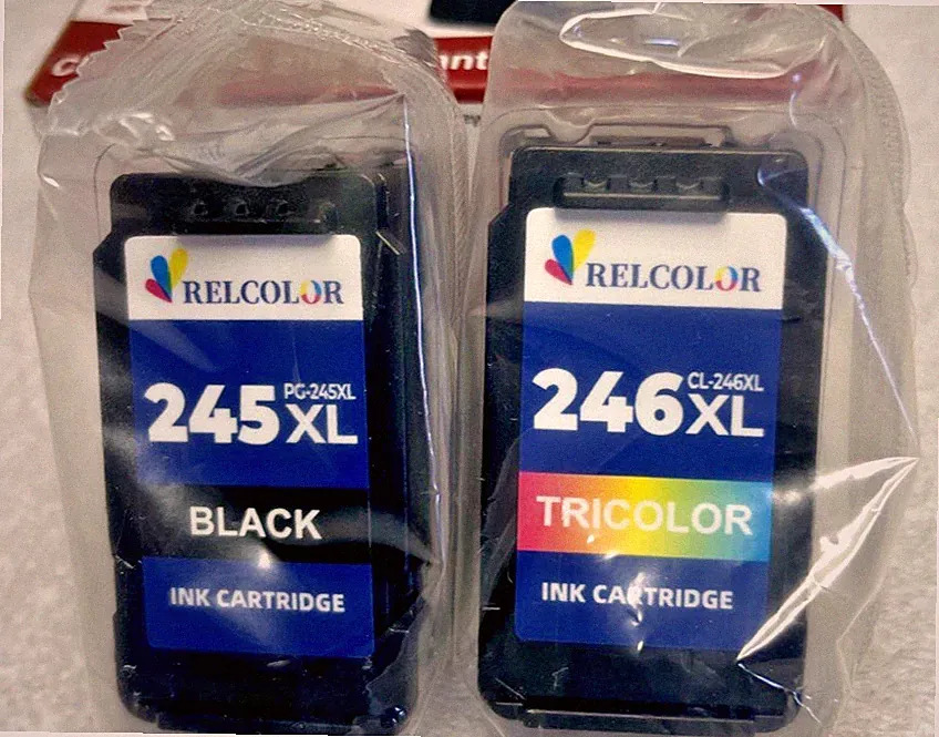 New Relcolor 246XL Color & Cannon 245XL Black Ink Cartridges Exp. 05/26