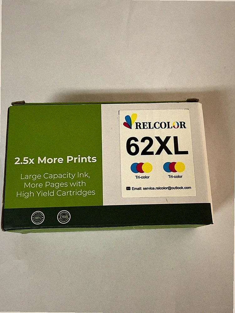RELCOLOR 62XL Tri-Color Ink Cartridge Multi-Pack for HP Inkjet