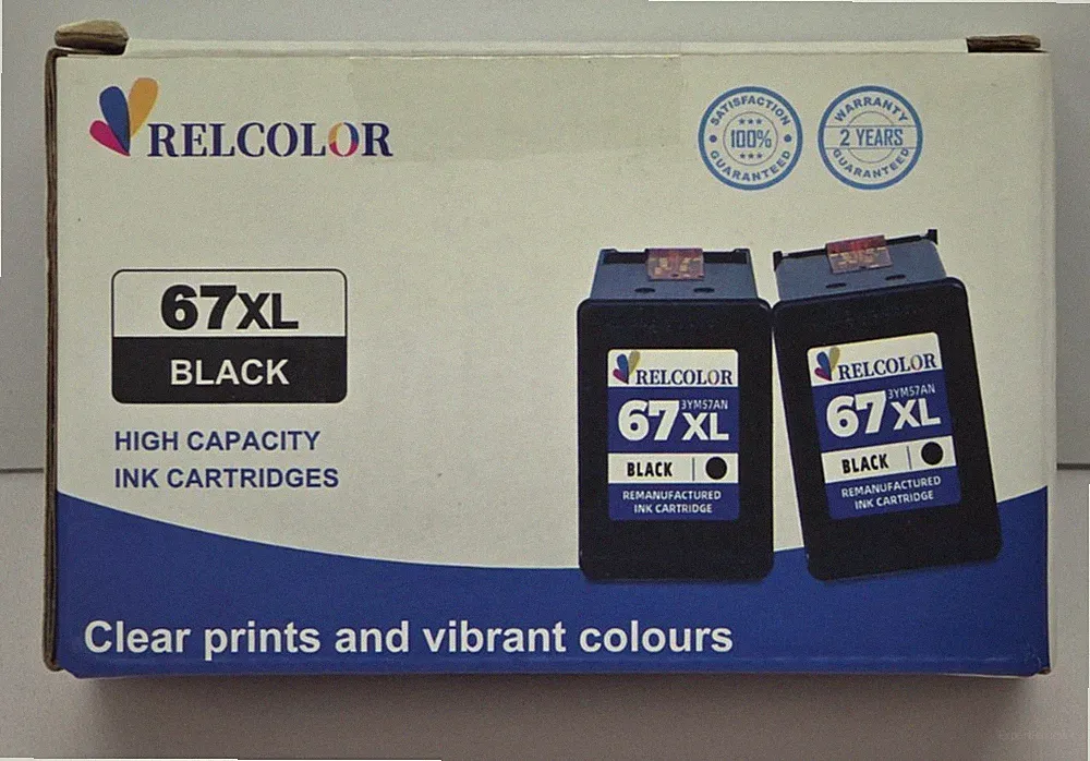 RELCOLOR 67XL 2-Pack Ink Cartridges Black Brand new sealed *Exp 07/25*