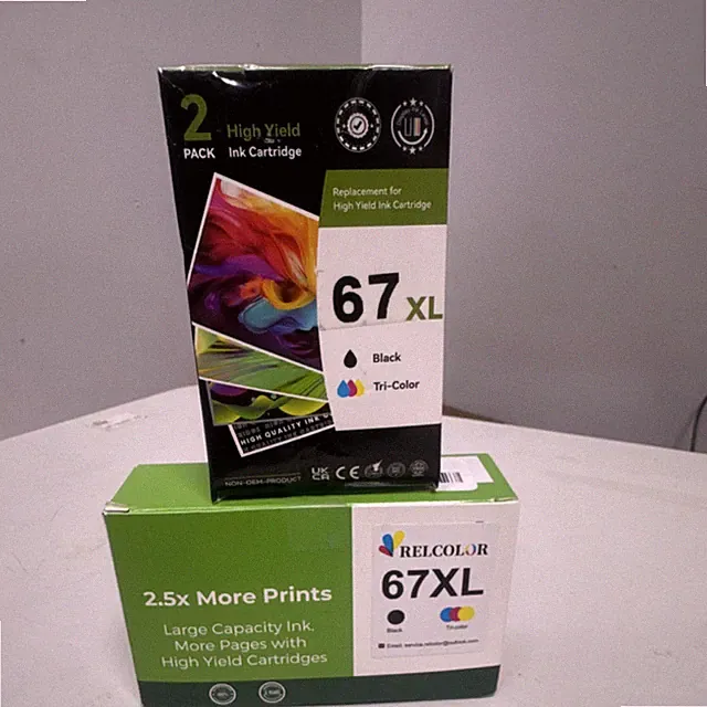 RELCOLOR 67XL Ink Cartridges Black Tri-Color Compatible for HP Printers 2-Pack