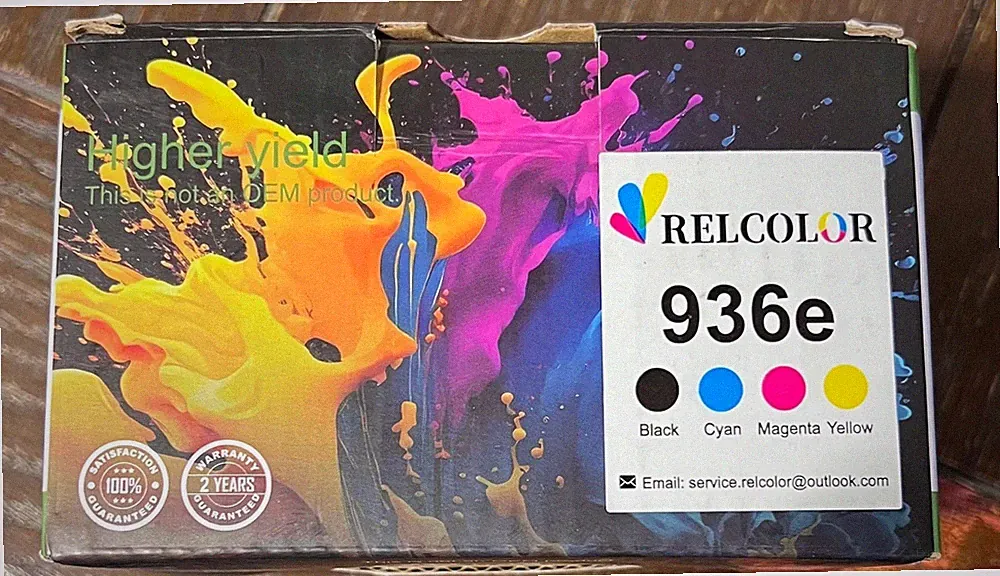 Relcolor 936e XL Ink Cartridge 4-Pack for HP OfficeJet Pro