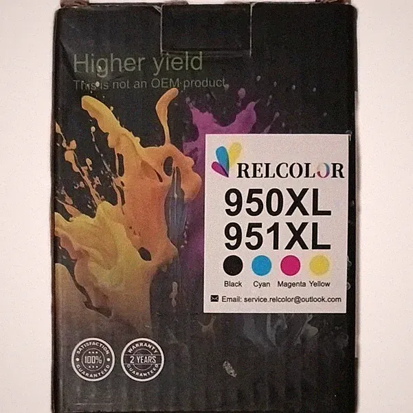 Relcolor 950 xl 951 xl 4 pack ink 1 black, 1 Cyan, 1 Magenta, and 1 Yellow