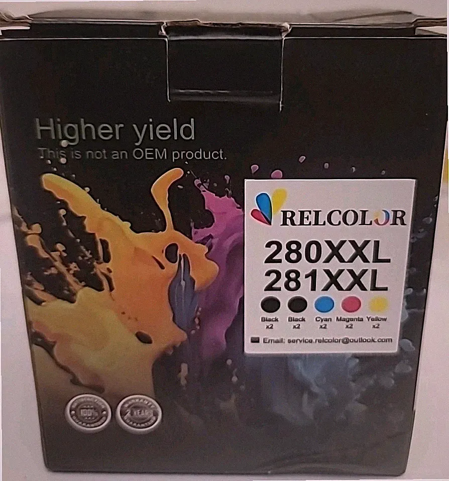 Relcolor Printer Ink 280 XXL 281 XXL Higher Yield Black And Multicolor Box Pack