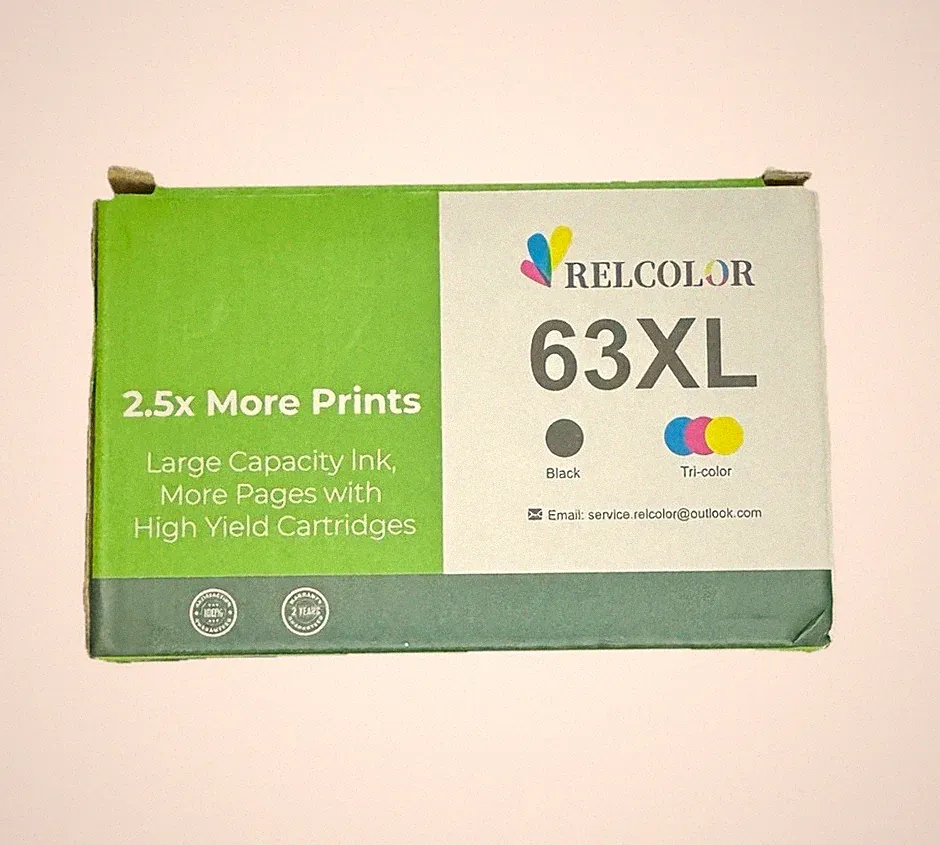 Relcolor Replacement 4 HP 63XL Black/Tri-color Original Ink Cartridges EXP 12/26