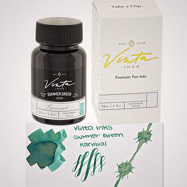 Vinta Inks 2.0 Bottled Ink in Summer Green [Carnival 1908] - 30mL - NEW in Box